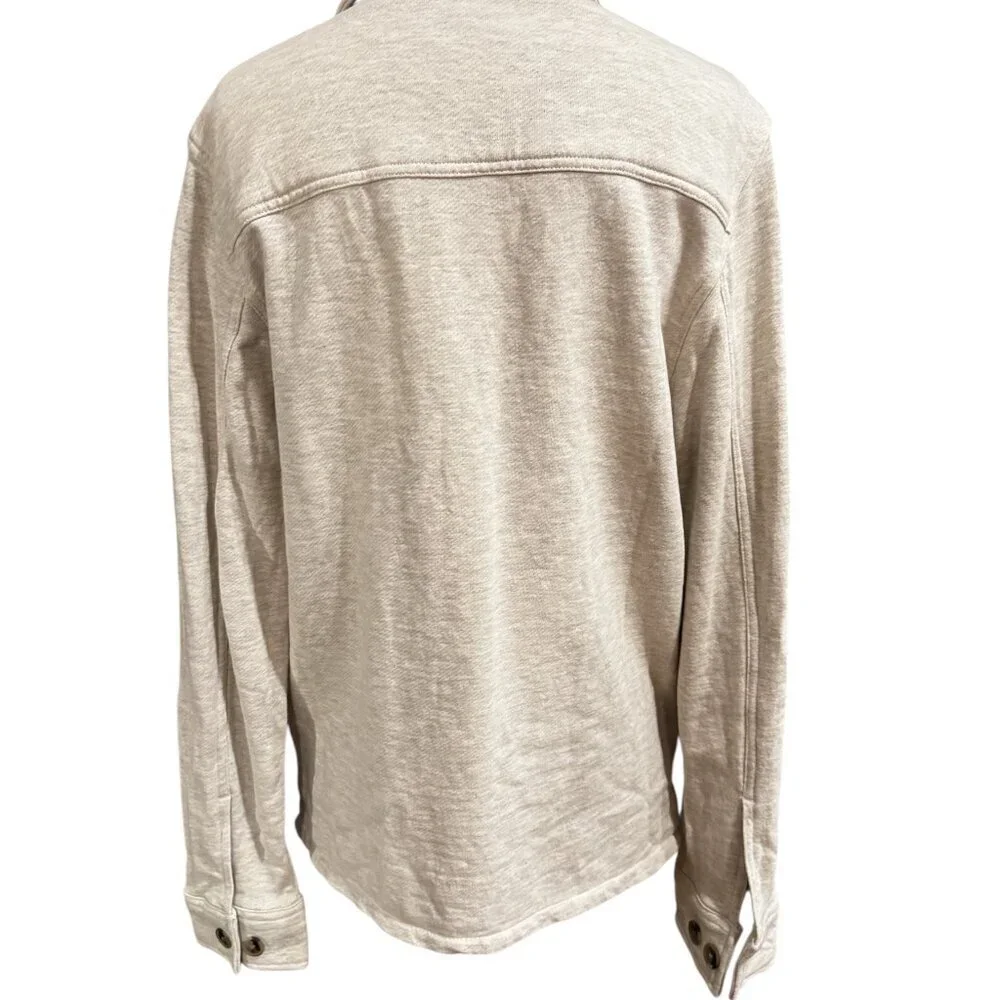 Slate & Stone Luxury Knit Shacket Shirt Jacket Beige Small